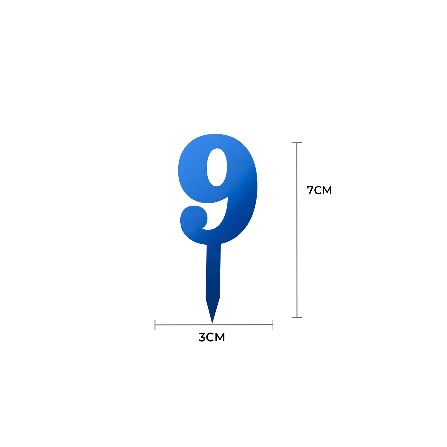 MIRROR BLUE ACRYLIC MINI NUMBER TOPPER 9