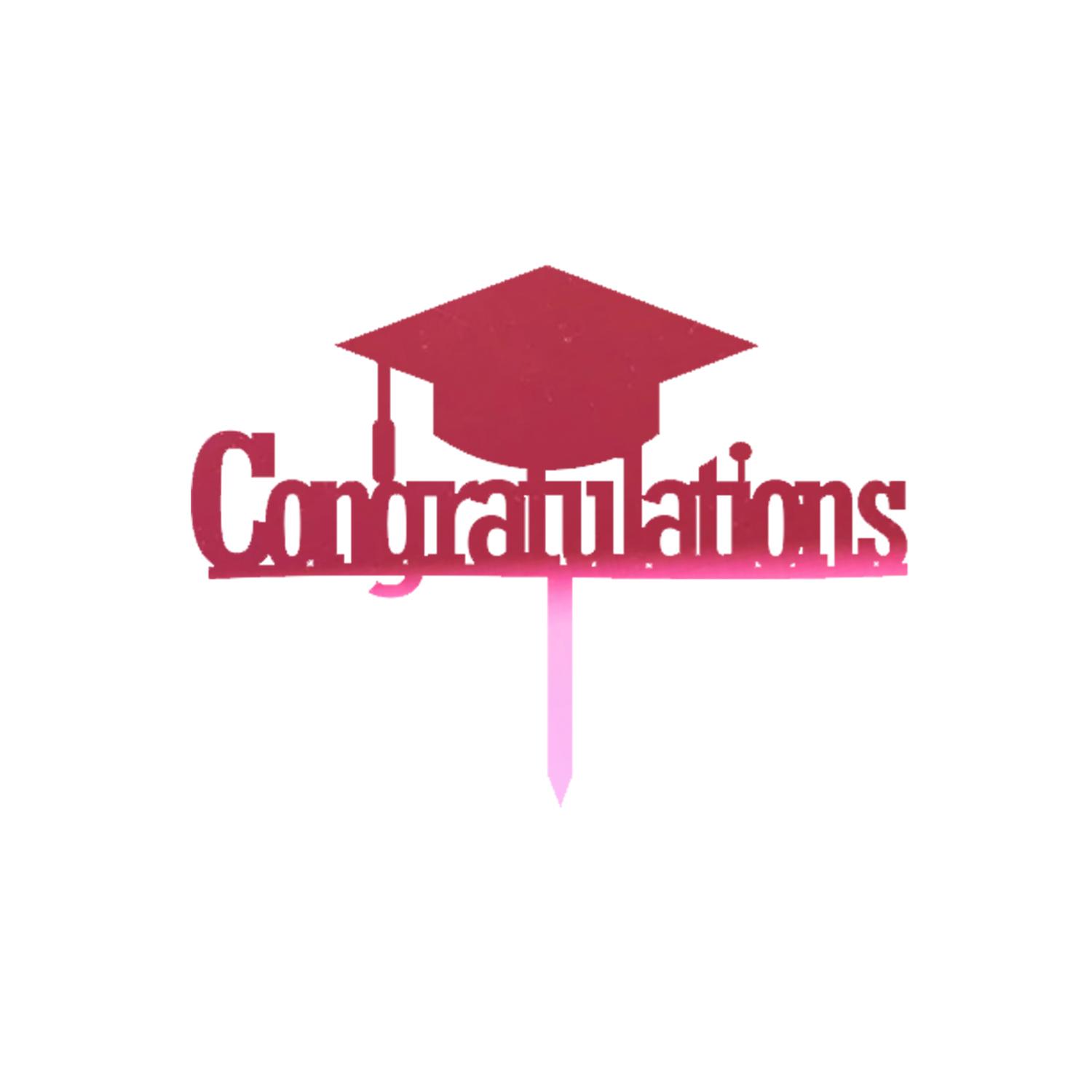MIRROR PINK ACRYLIC GRADUATION TOPPER 01