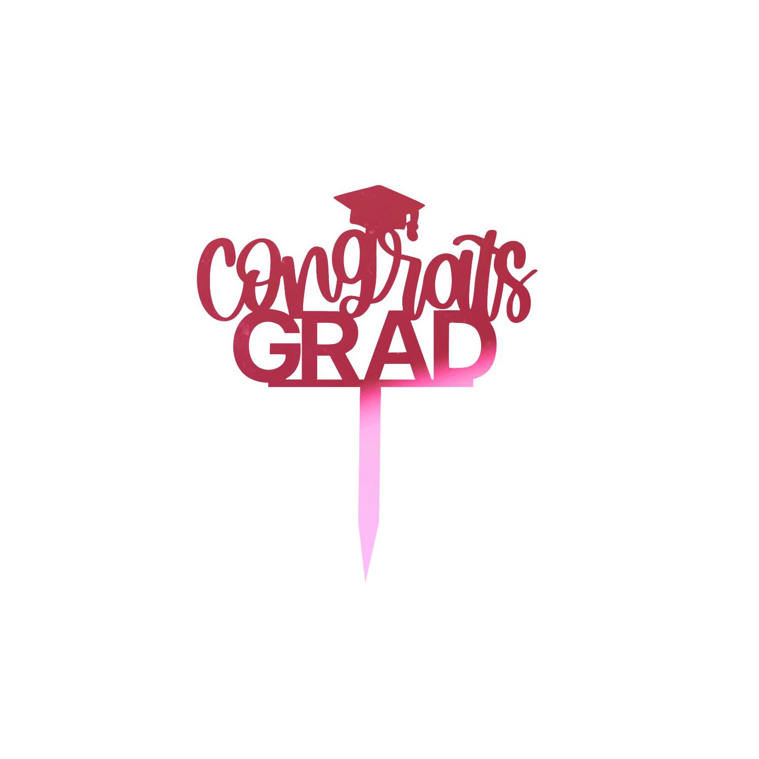 MIRROR PINK ACRYLIC GRADUATION TOPPER 05