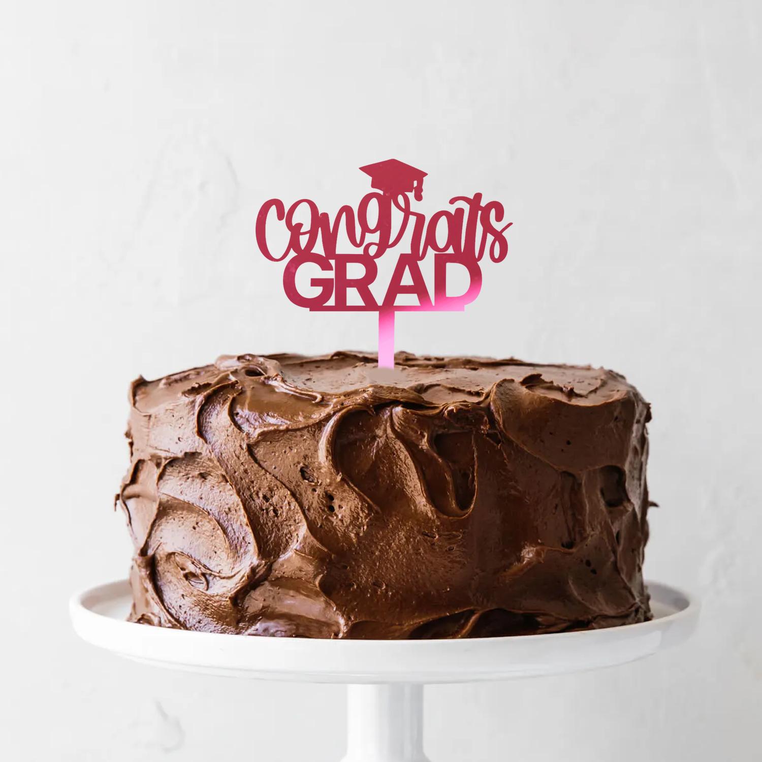 MIRROR PINK ACRYLIC GRADUATION TOPPER 05