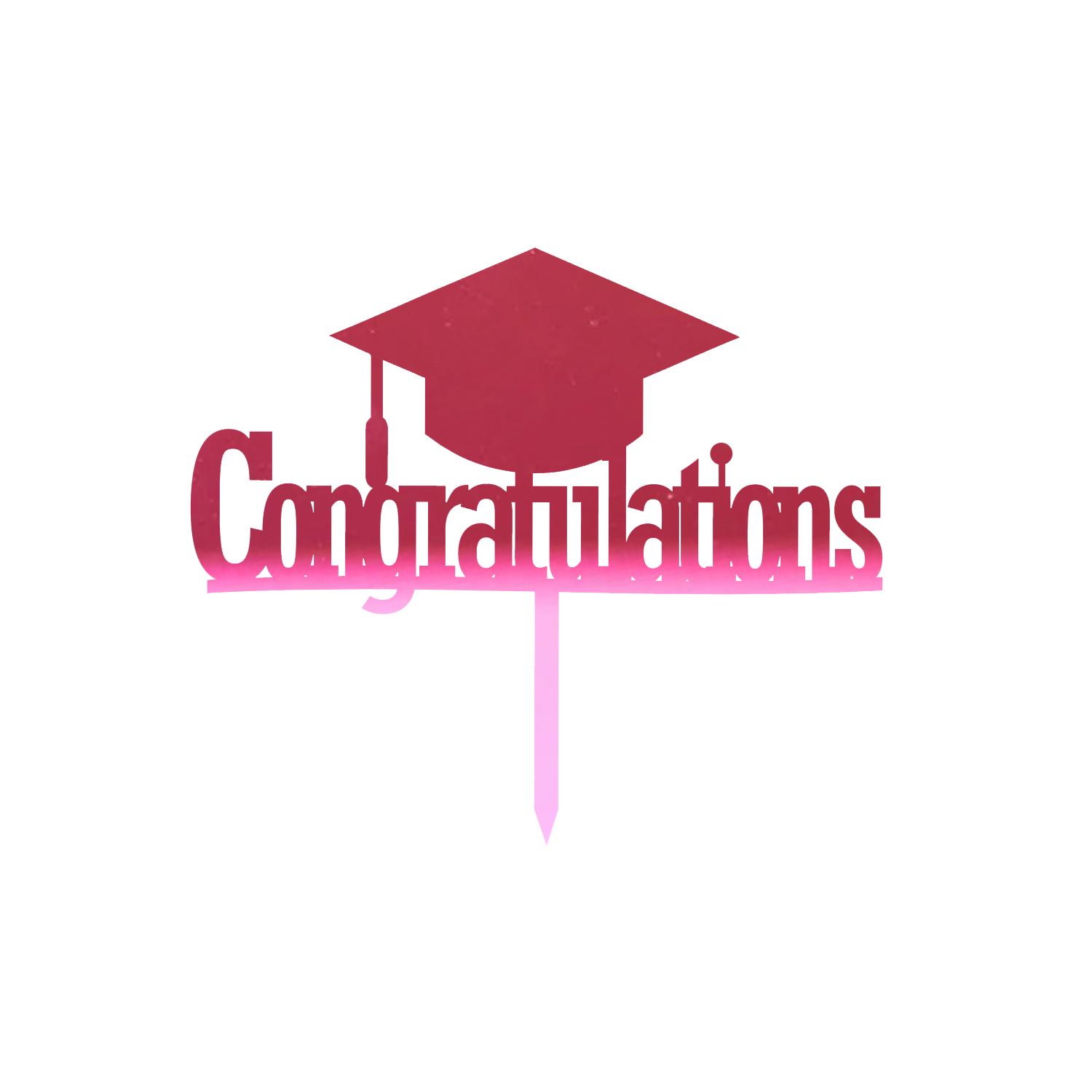 MIRROR PINK ACRYLIC GRADUATION TOPPER 07