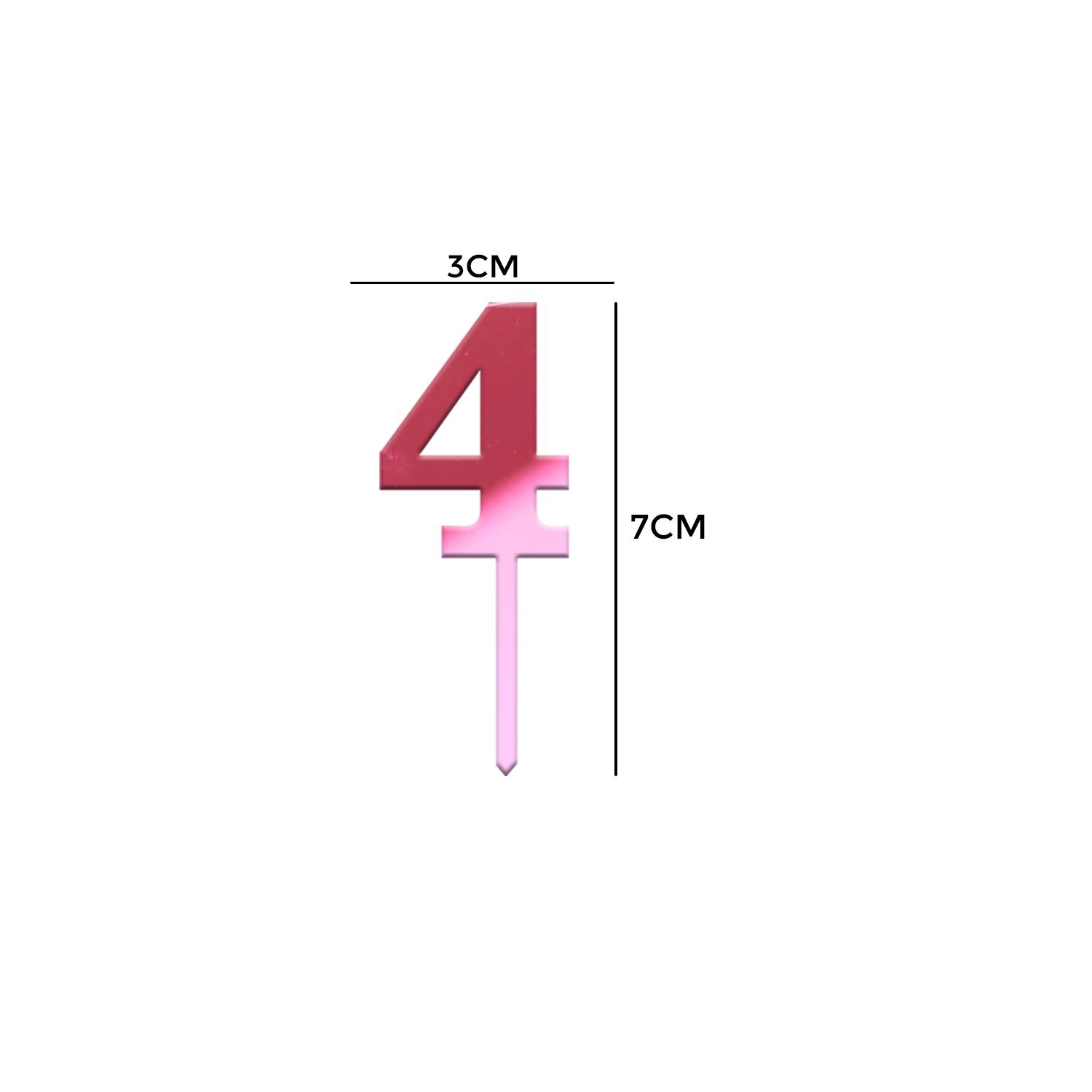 MIRROR PINK ACRYLIC MINI NUMBER TOPPER 4