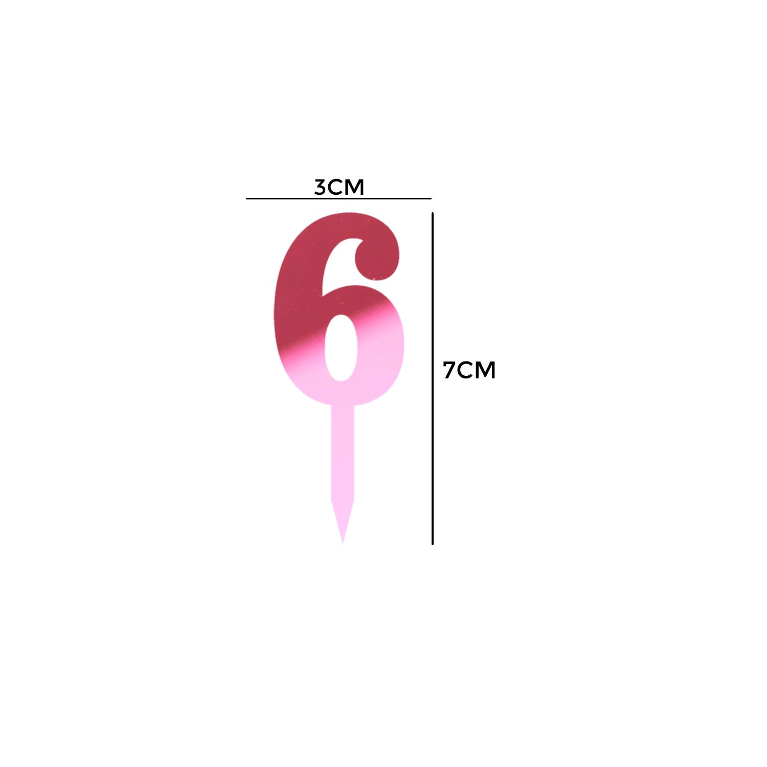 MIRROR PINK ACRYLIC MINI NUMBER TOPPER 6