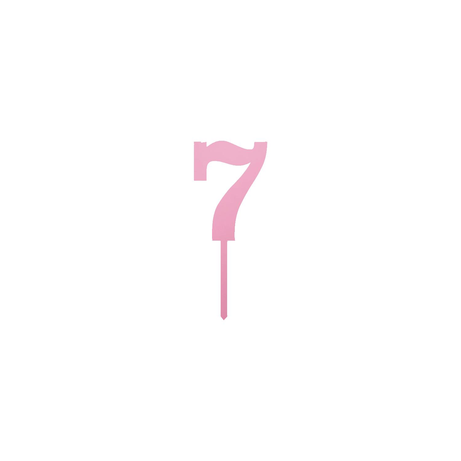 MIRROR PINK ACRYLIC MINI NUMBER TOPPER 7