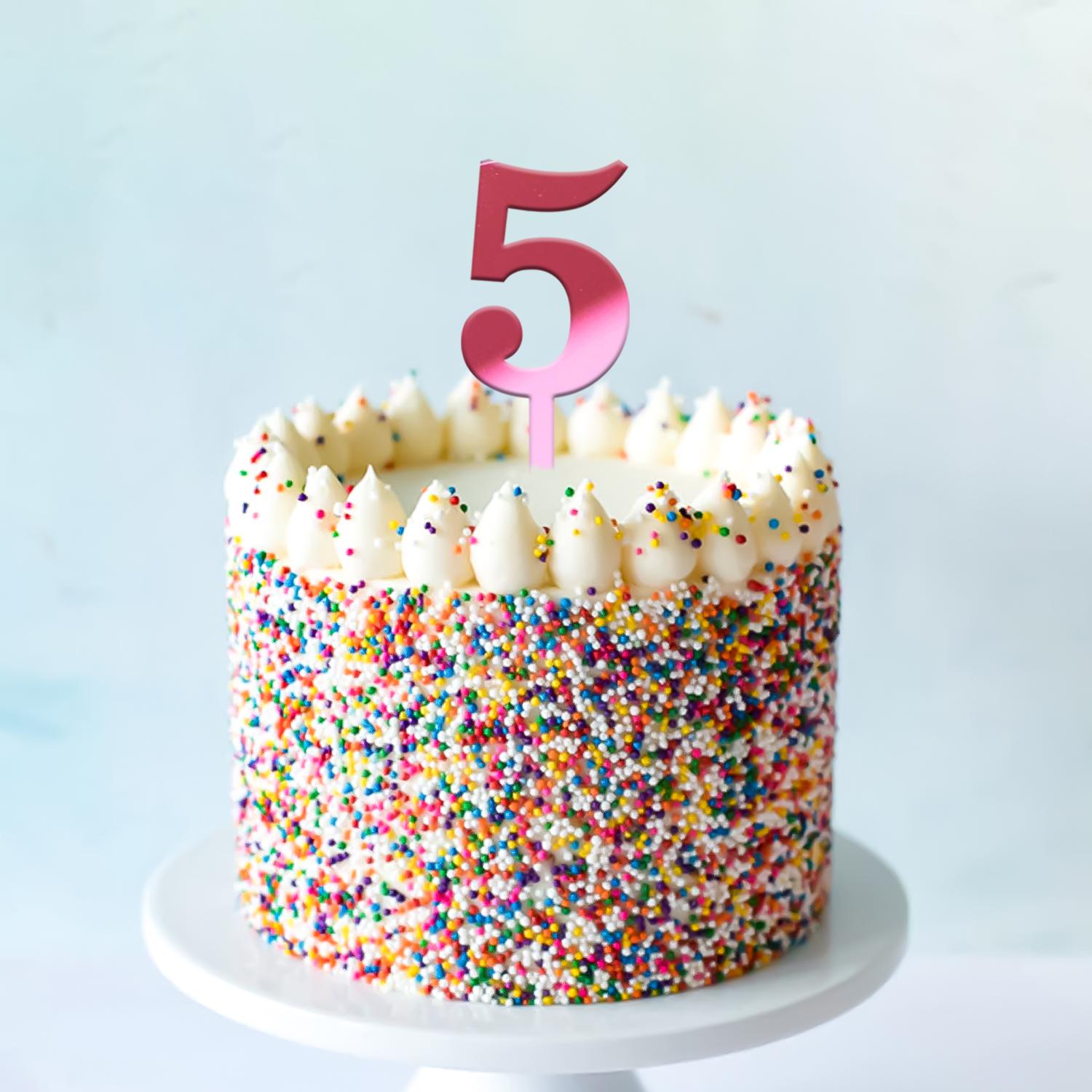 MIRROR PINK ACRYLIC NUMBER TOPPER NO 5