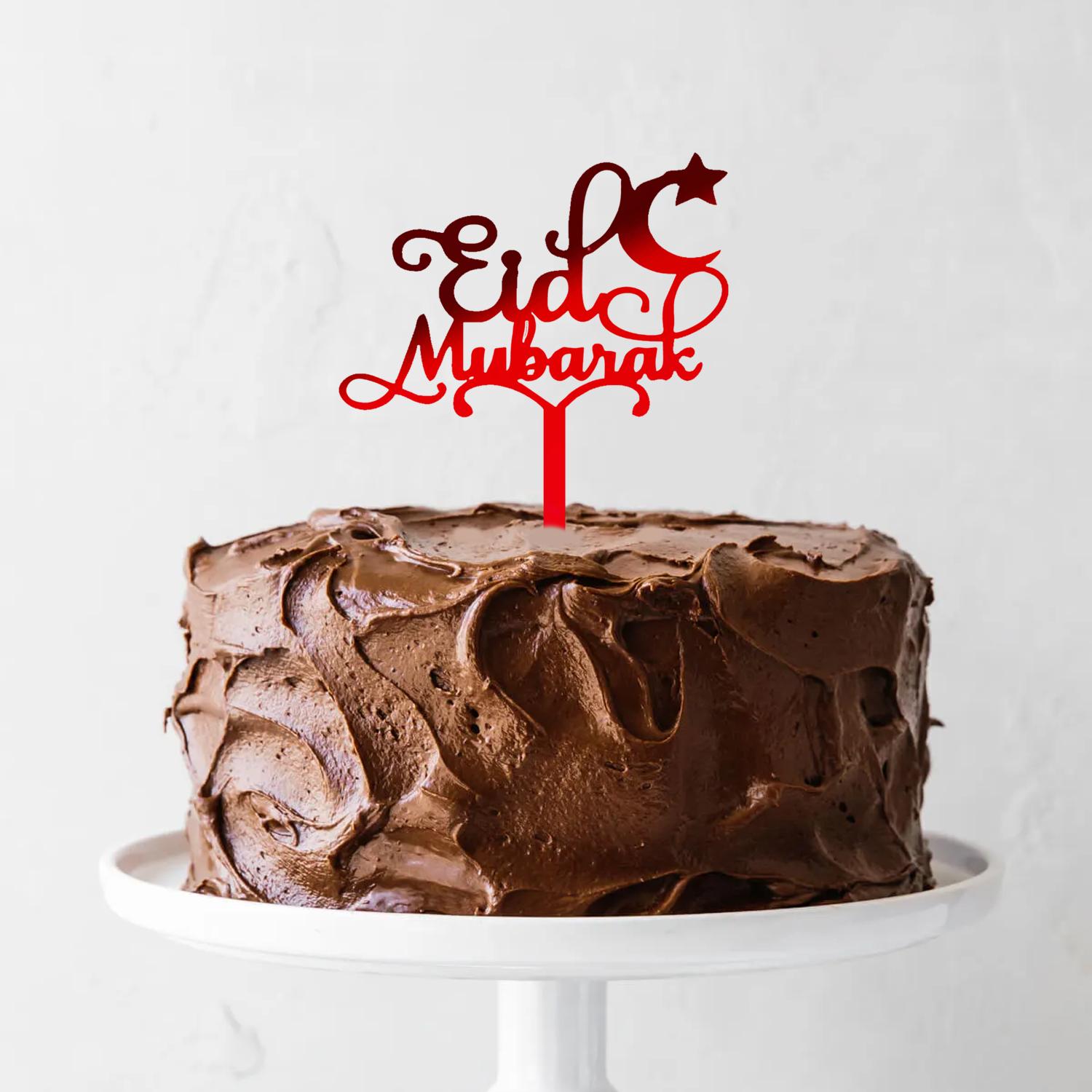 MIRROR RED ACRYLIC EID MUBARAK TOPPER 01