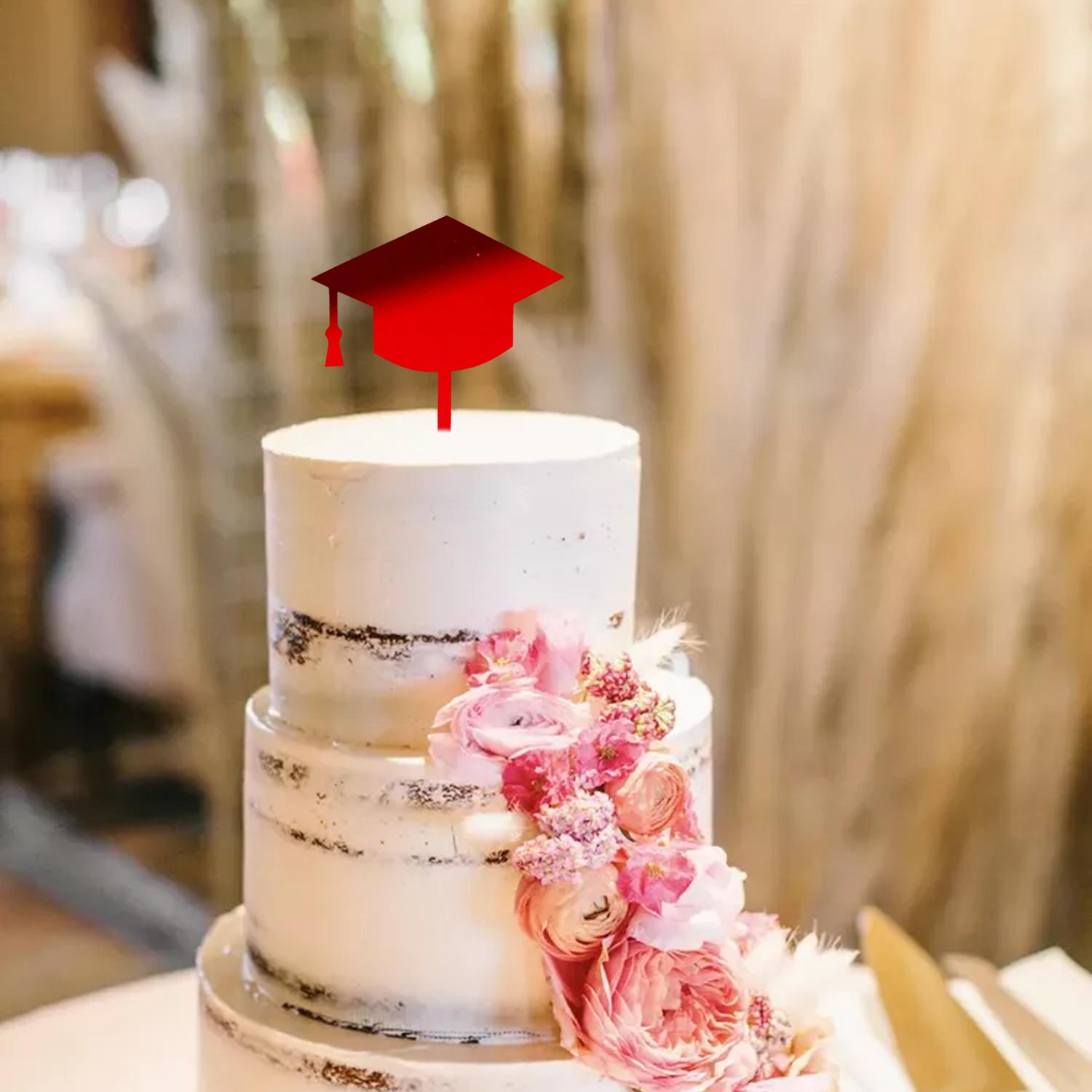 MIRROR RED ACRYLIC GRADUATION CAP TOPPER