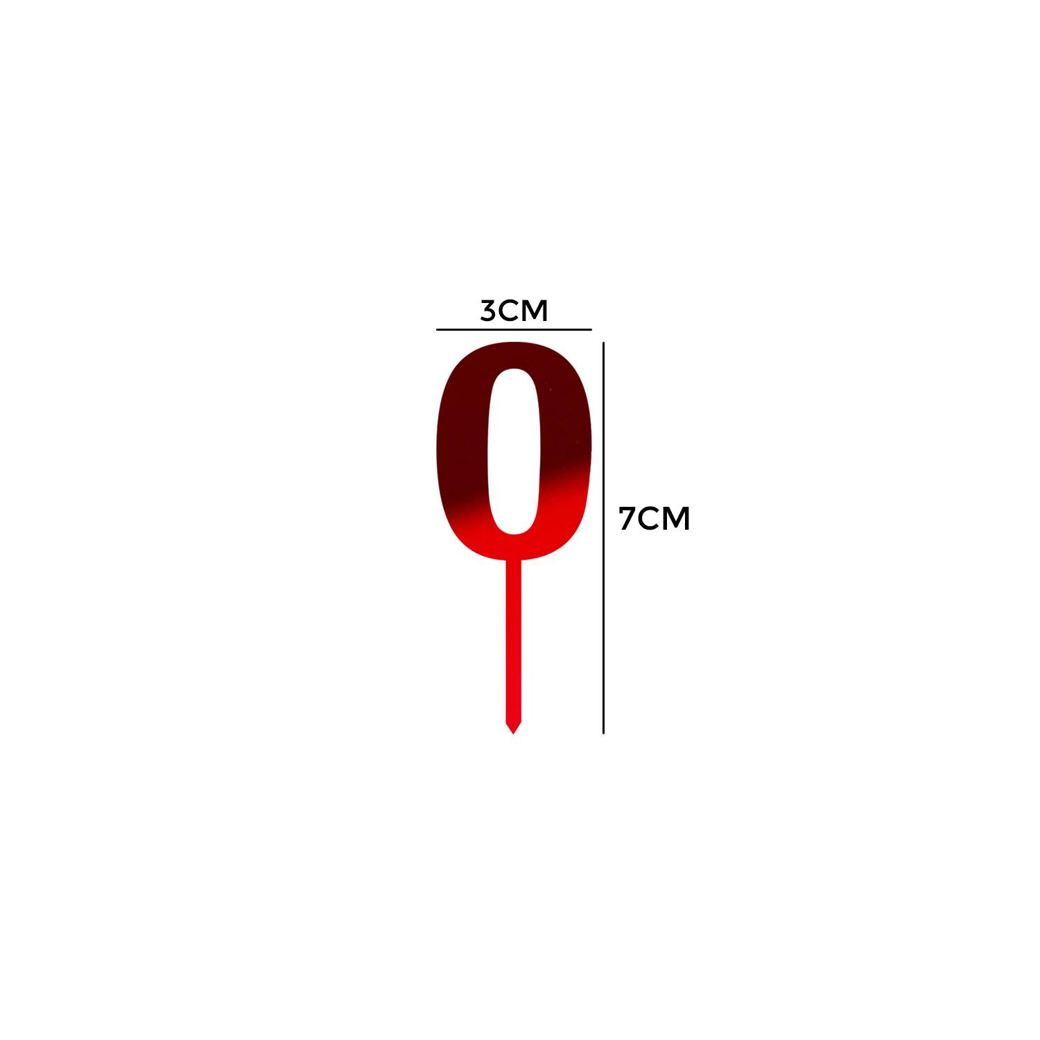 MIRROR RED ACRYLIC MINI NUMBER TOPPER 0
