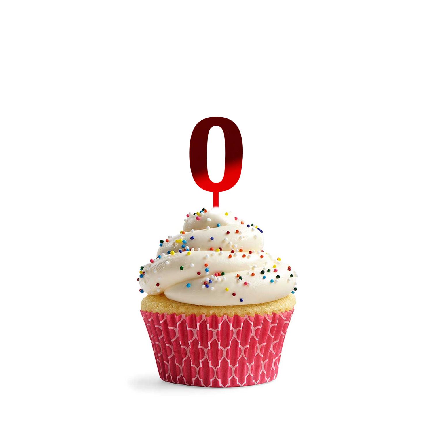 MIRROR RED ACRYLIC MINI NUMBER TOPPER 0