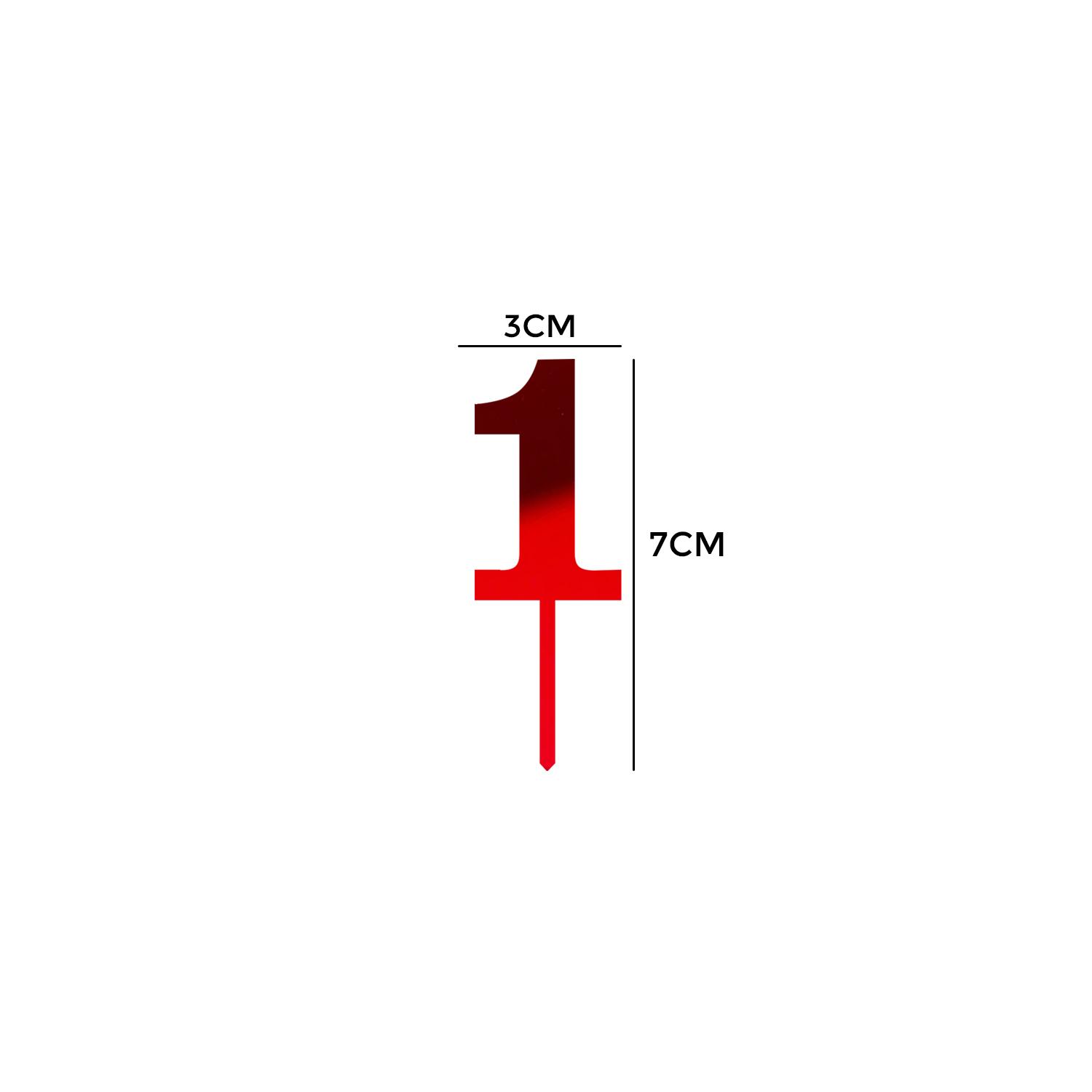 MIRROR RED ACRYLIC MINI NUMBER TOPPER 1