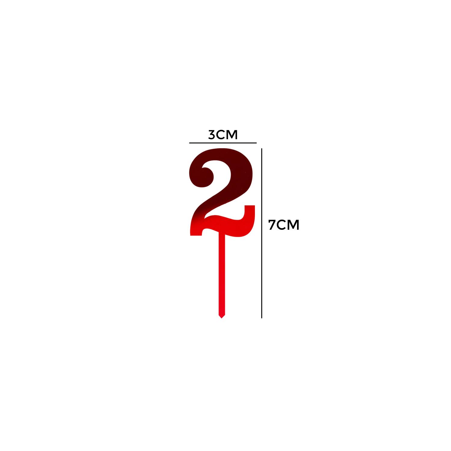 MIRROR RED ACRYLIC MINI NUMBER TOPPER 2