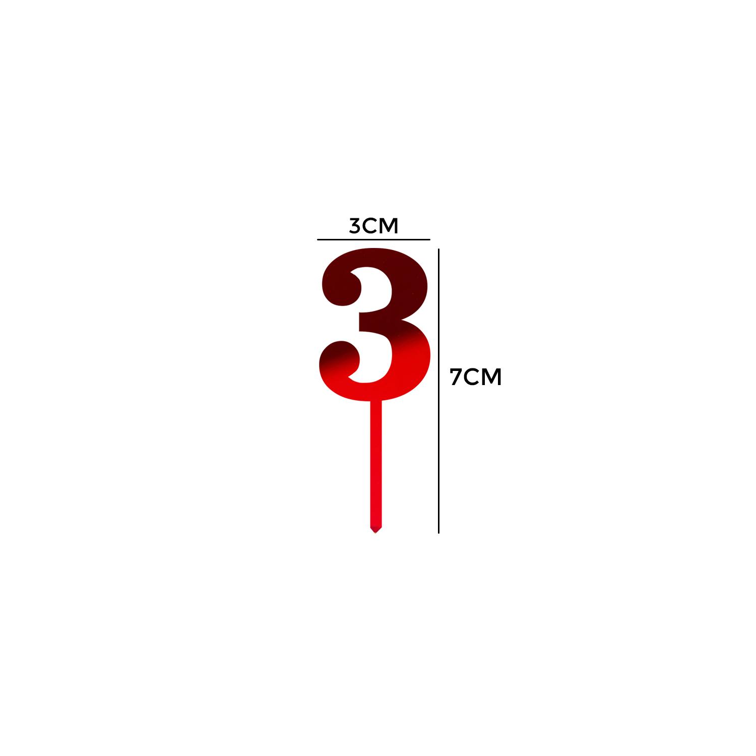 MIRROR RED ACRYLIC MINI NUMBER TOPPER 3