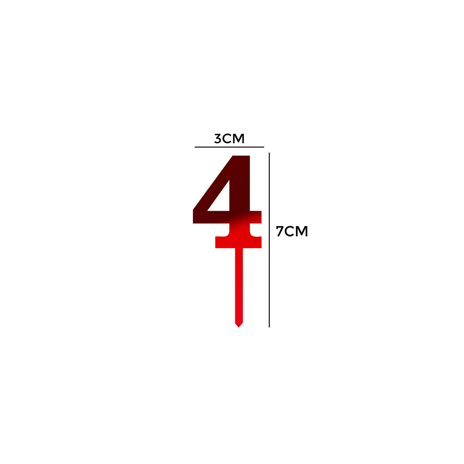 MIRROR RED ACRYLIC MINI NUMBER TOPPER 4