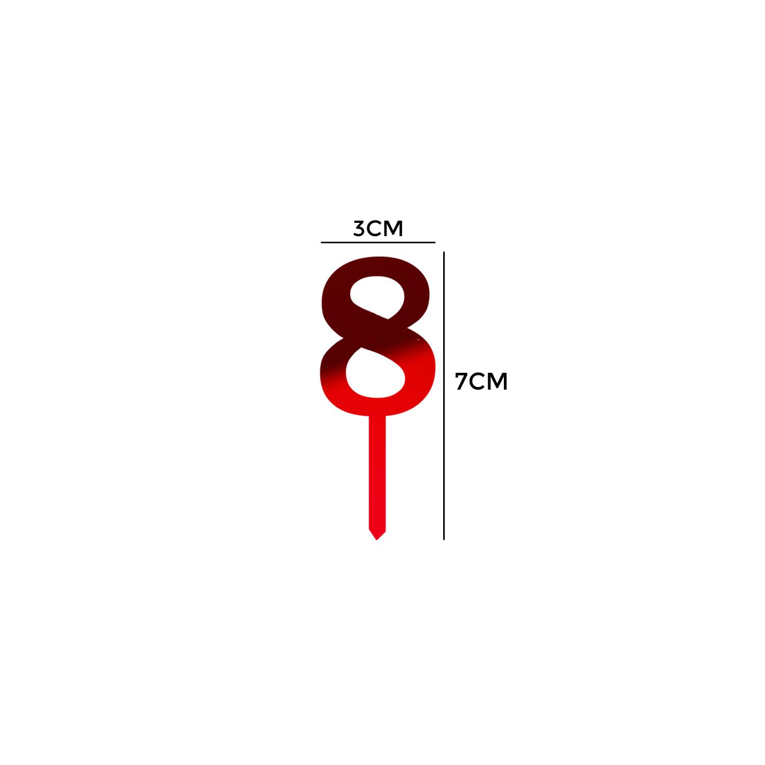 MIRROR RED ACRYLIC MINI NUMBER TOPPER 8
