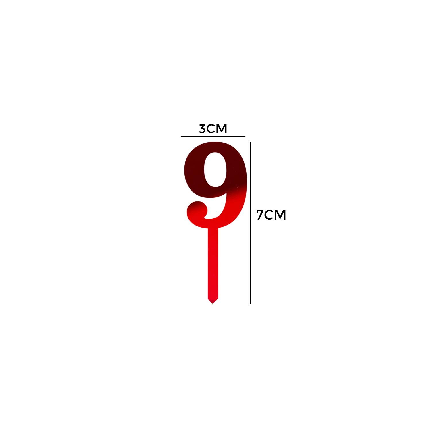 MIRROR RED ACRYLIC MINI NUMBER TOPPER 9