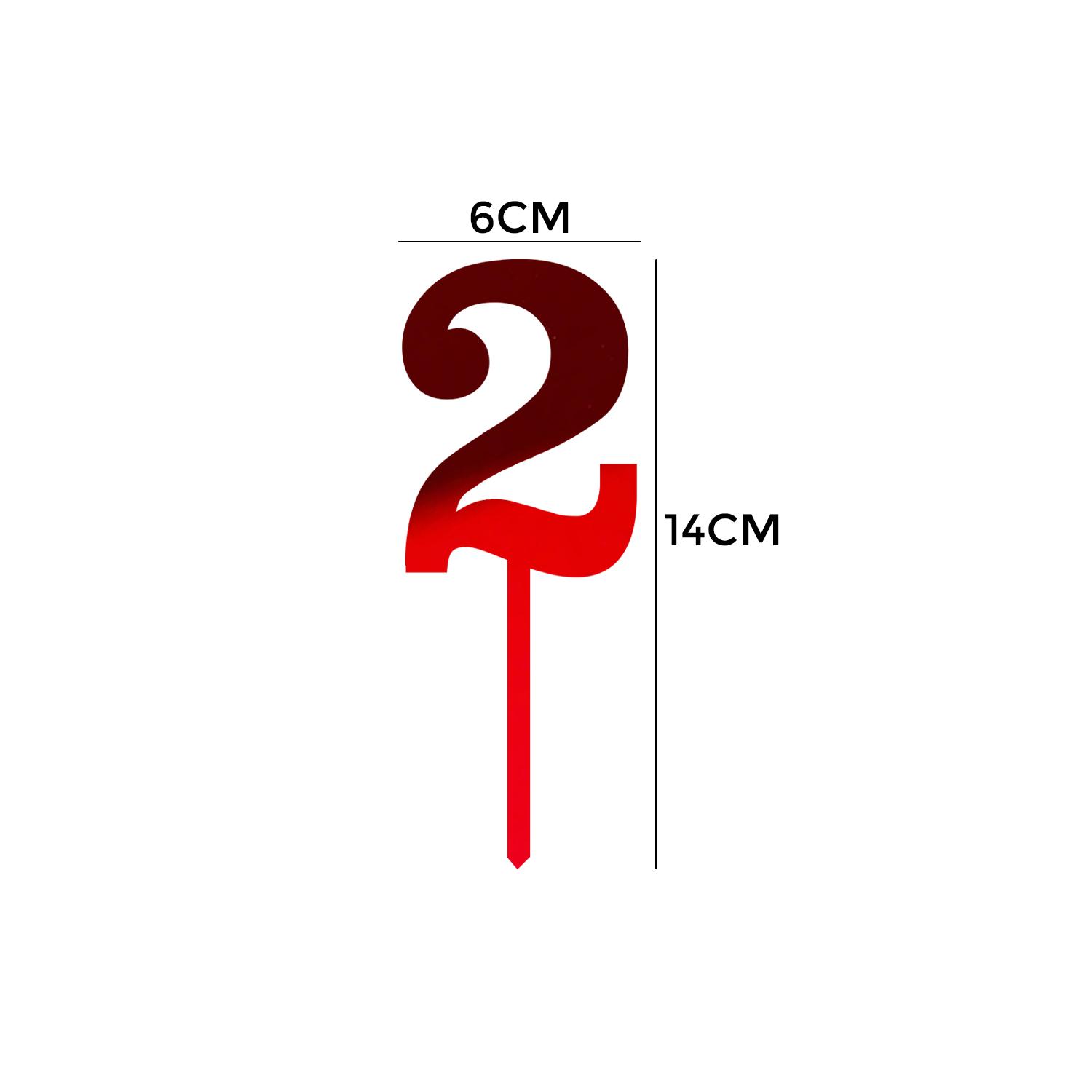 MIRROR RED ACRYLIC NUMBER TOPPER NO 2