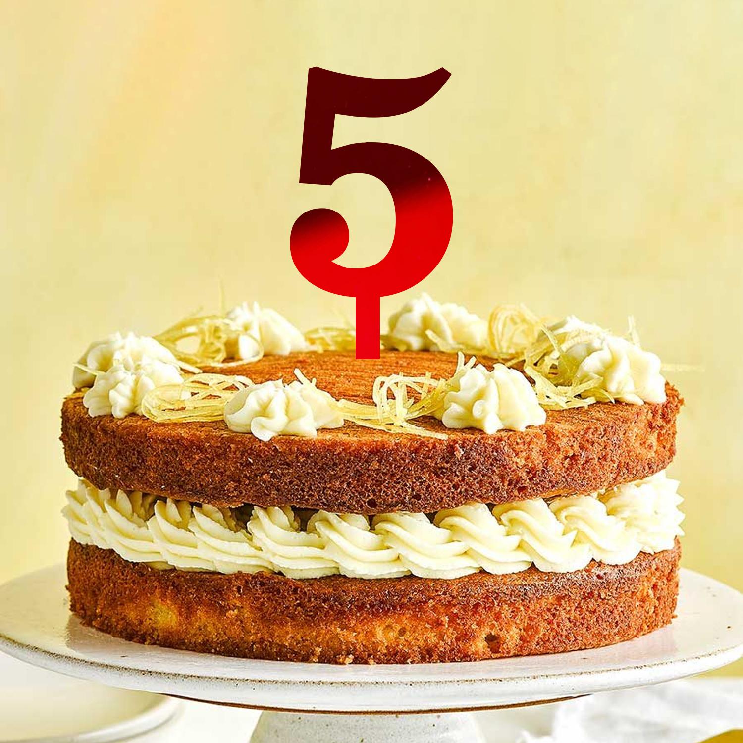 MIRROR RED ACRYLIC NUMBER TOPPER NO 5