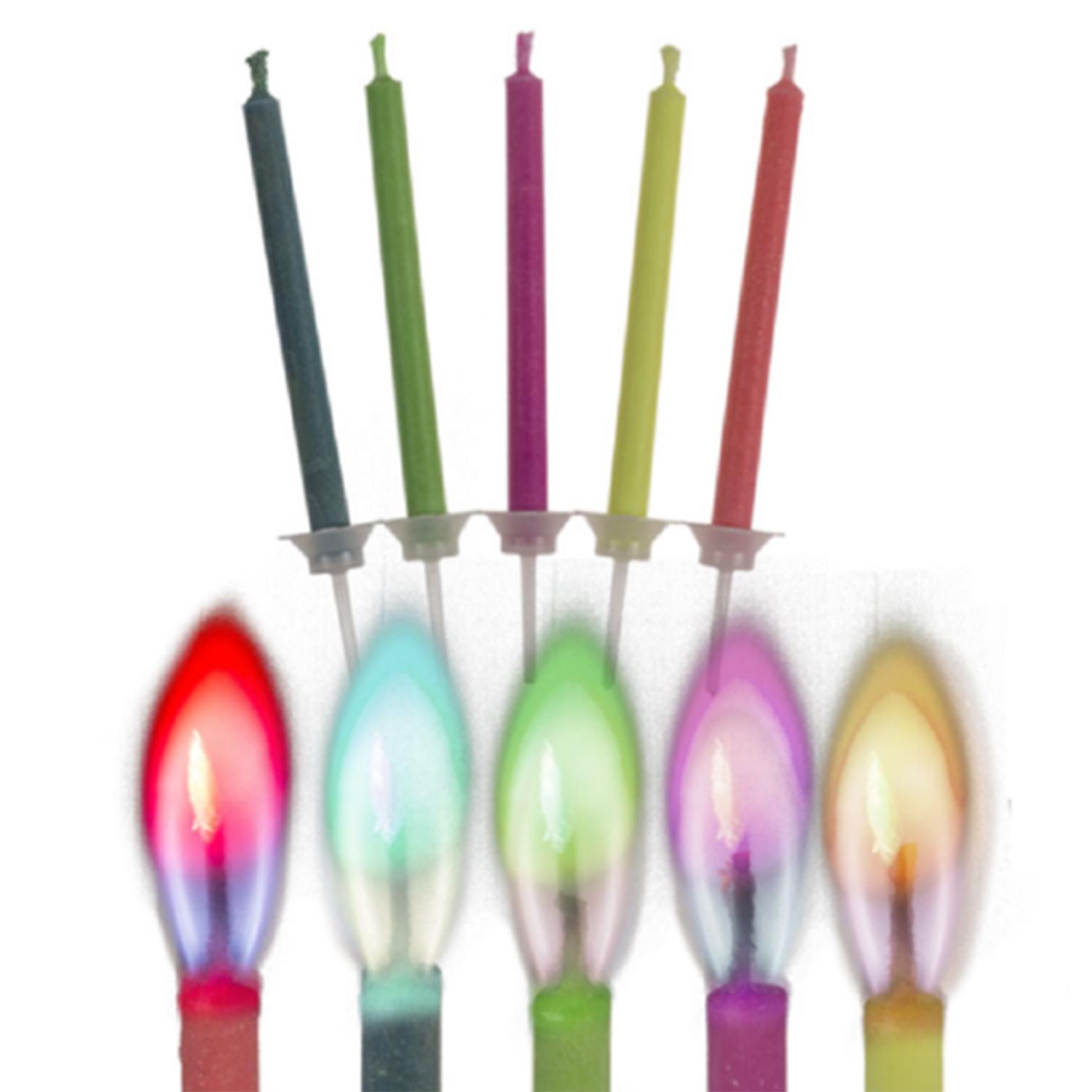 PACK OF 5 COLOURED FLAME BIRTHDAY CANDLE