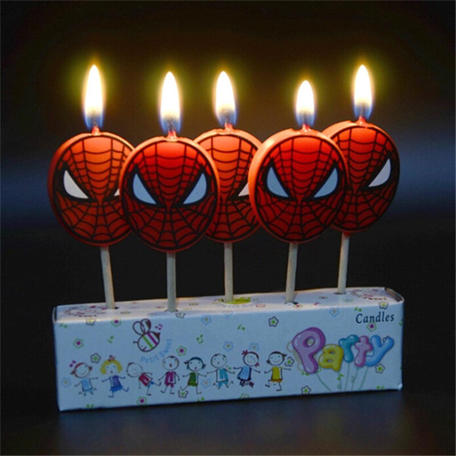 PACK OF 5 FANCY CANDLE SPIDERMAN
