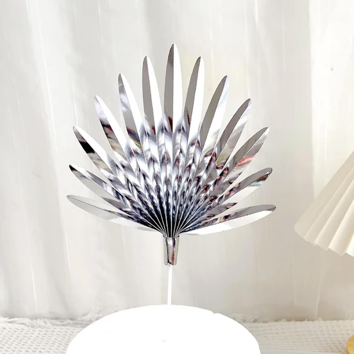 PALM LEAF CAKE TOPPER SILVER