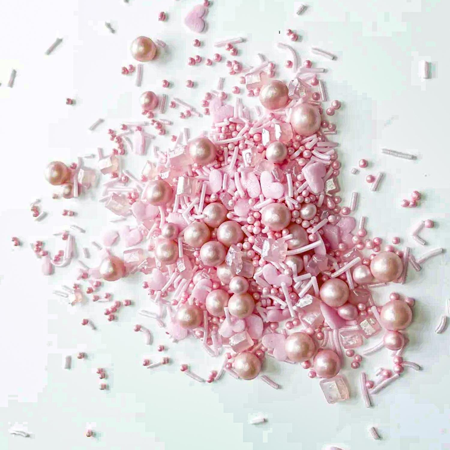 PINK VERMICELLI AND PEARLS SPRINKLES 15GMS