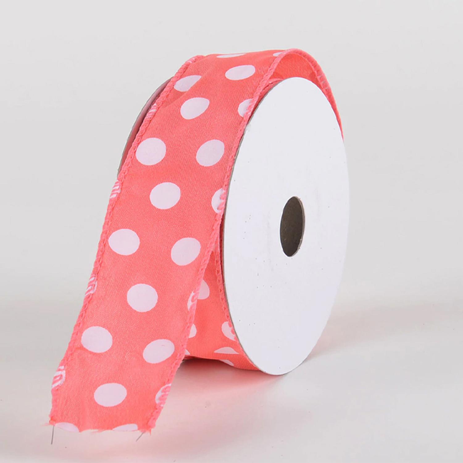 POLKA DOT RIBBON CORAL PINK ROLL
