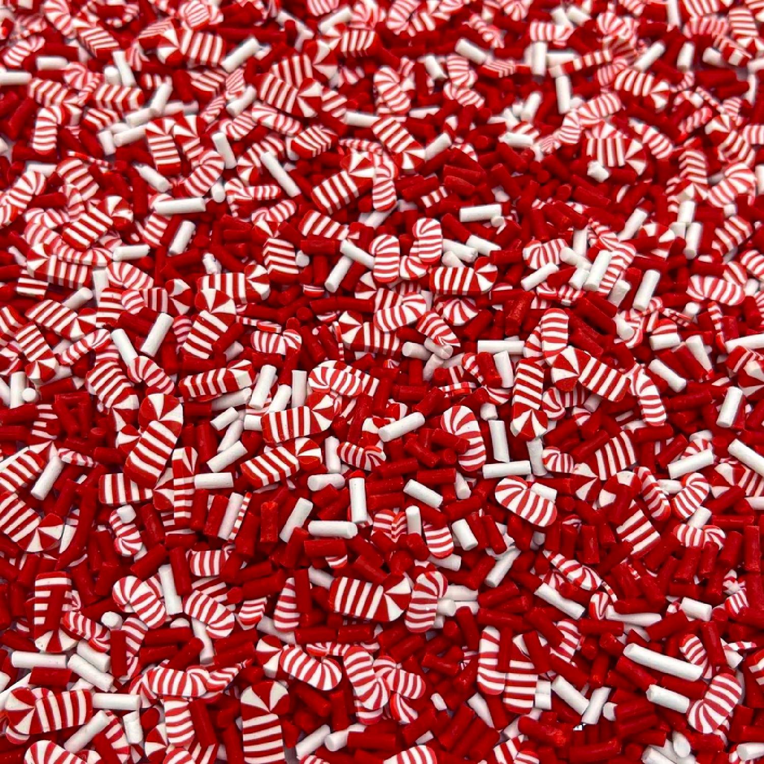 RED AND WHITE CANDY CANE SPRINKLES, MULTICOLOURED SPRINKLES 130GMS