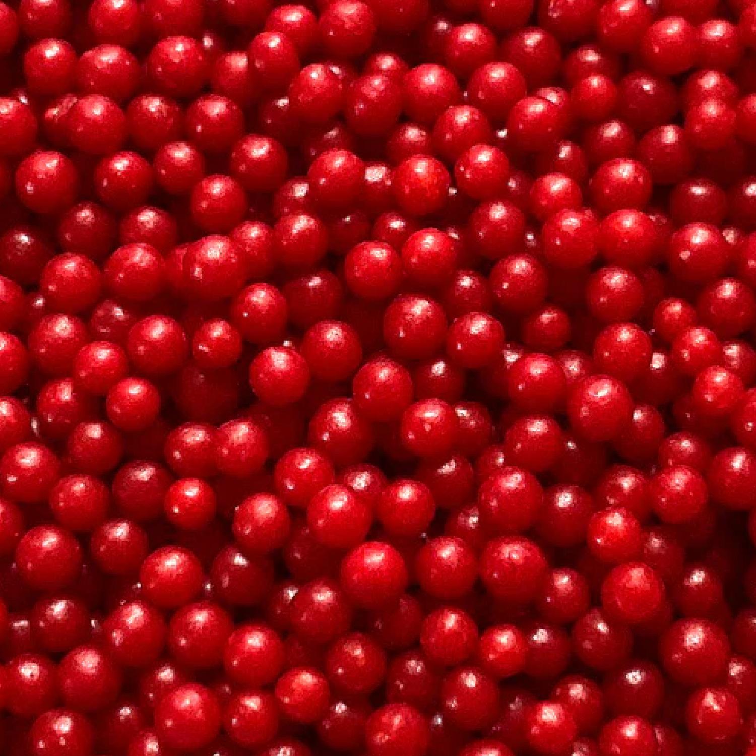 RED SUGAR PEARLS 4MM 500GMS