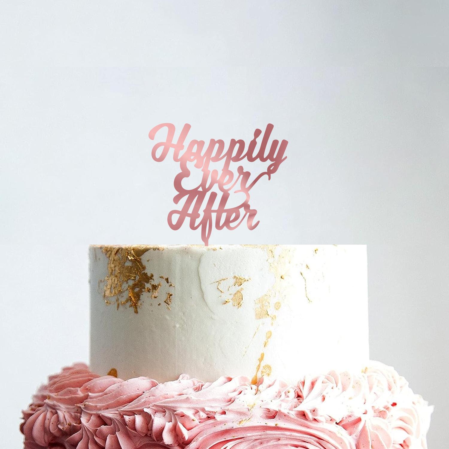 ROSE GOLD ACRYLIC HAPPILY EVER AFTER TOPPER