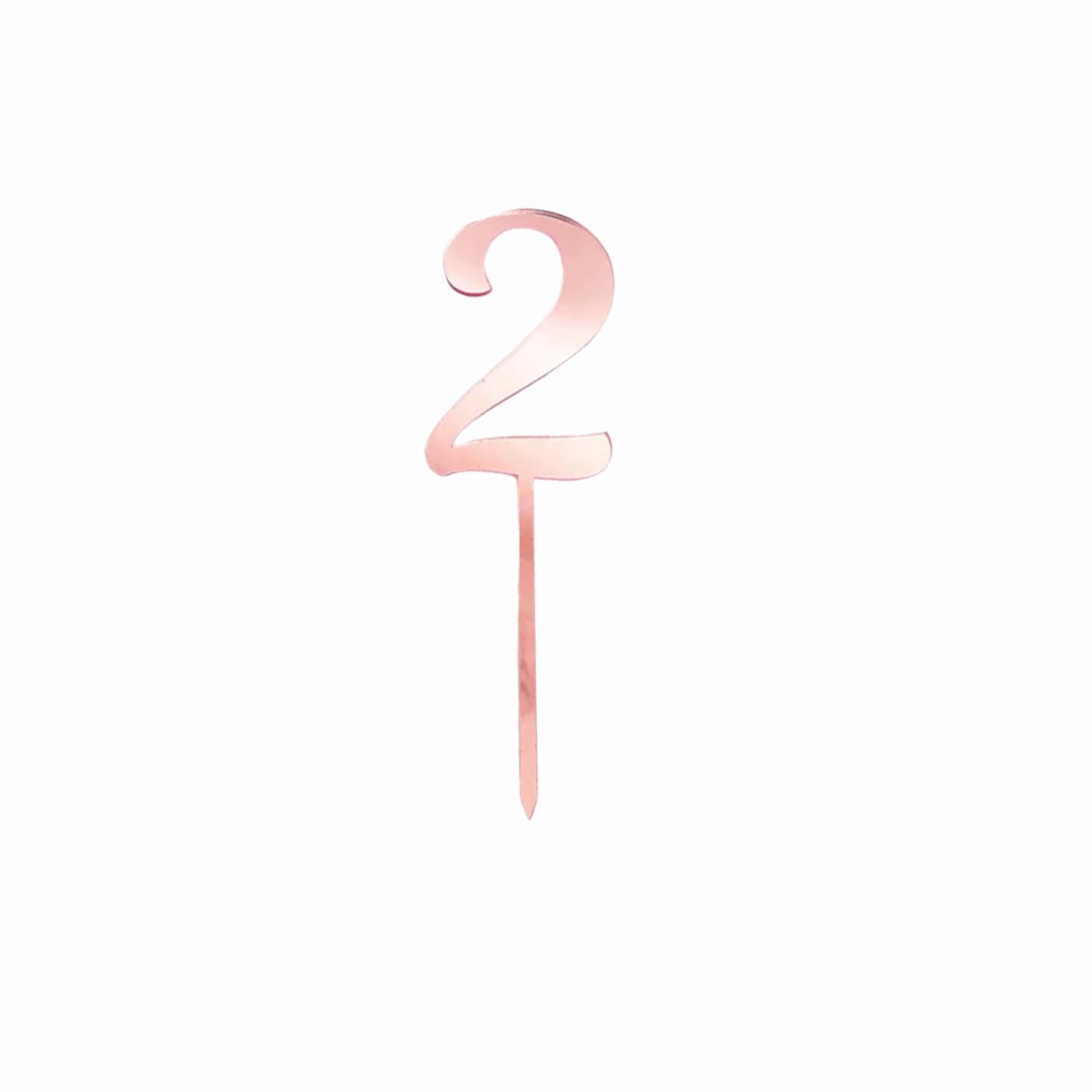 ROSE GOLD ACRYLIC NUMBER TOPPER NO 2
