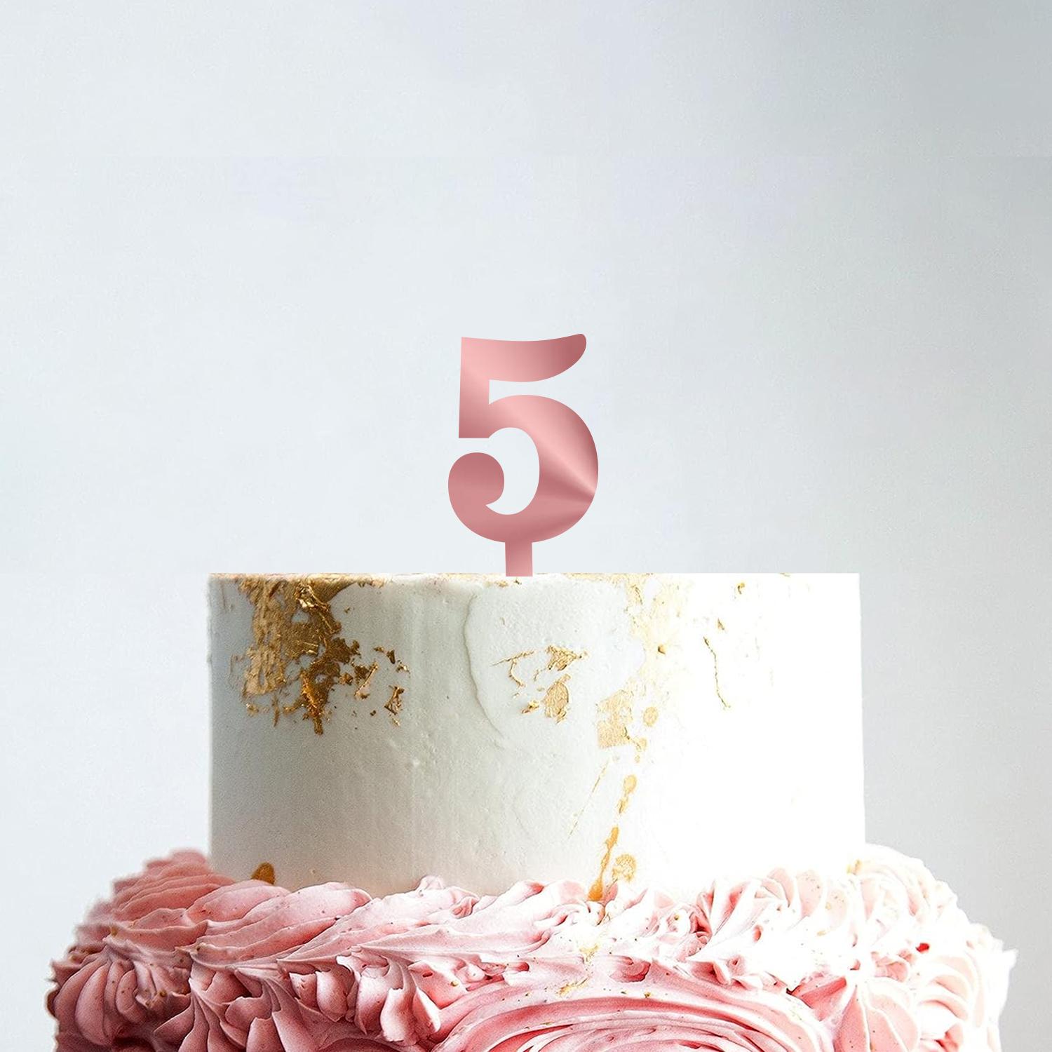 ROSE GOLD ACRYLIC NUMBER TOPPER NO 5
