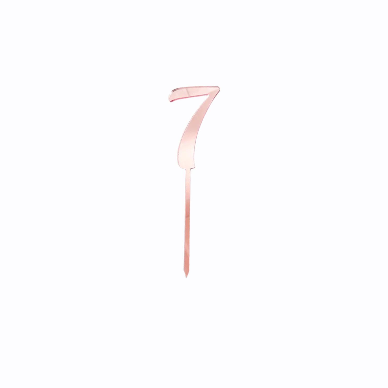 ROSE GOLD ACRYLIC NUMBER TOPPER NO 7