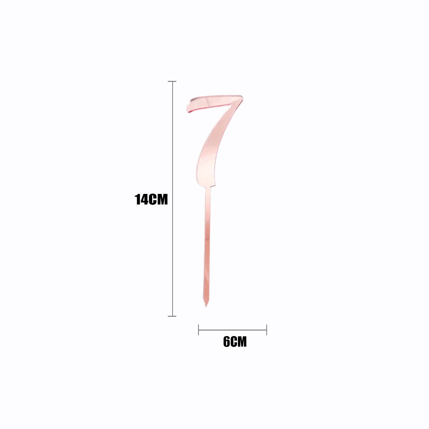 ROSE GOLD ACRYLIC NUMBER TOPPER NO 7