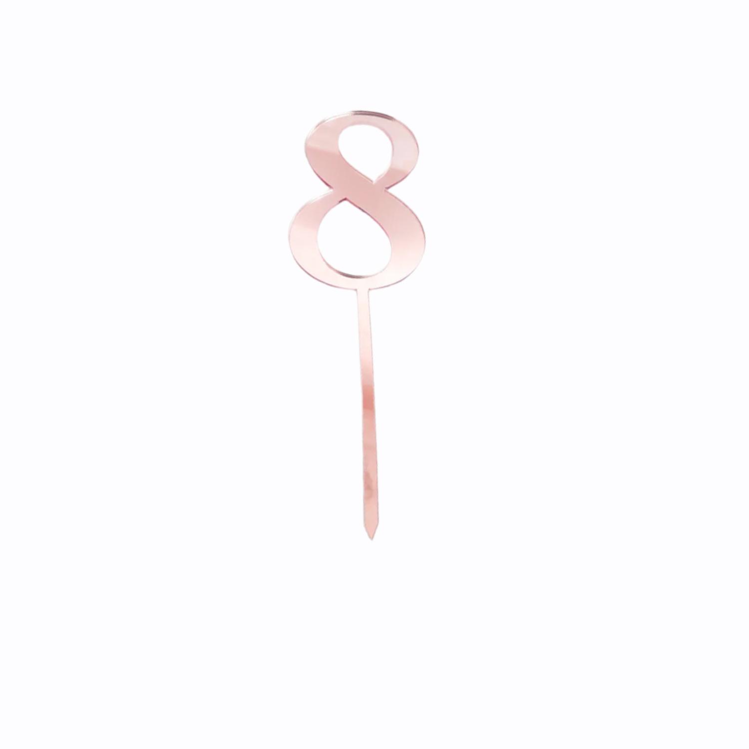 ROSE GOLD ACRYLIC NUMBER TOPPER NO 8