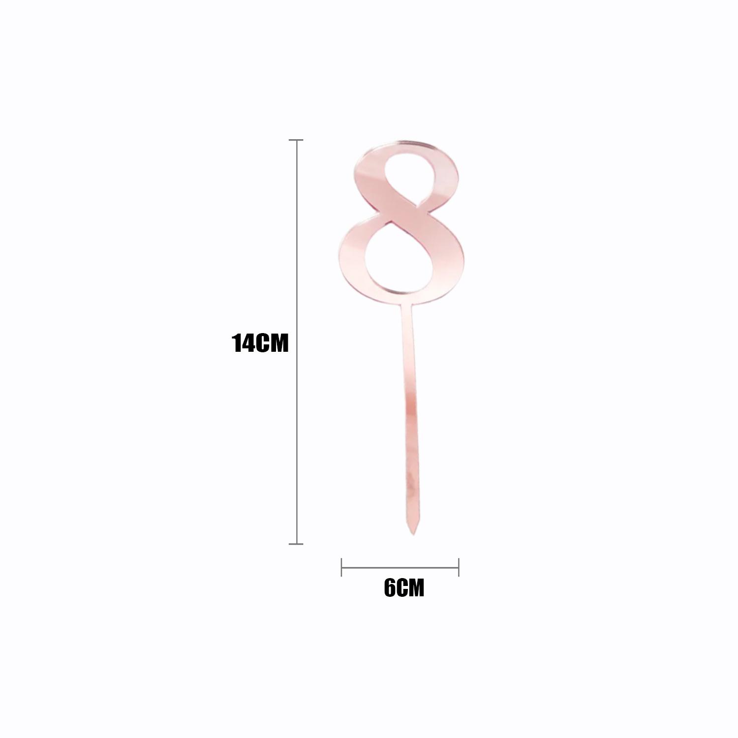 ROSE GOLD ACRYLIC NUMBER TOPPER NO 8