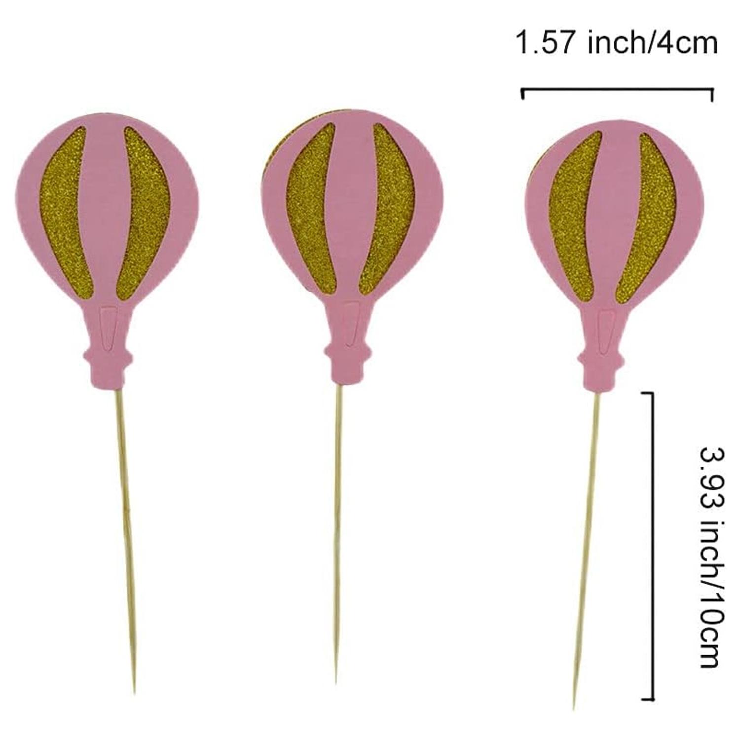 SET OF 3 PINK HOT AIR BALLON PAPER TOPPER