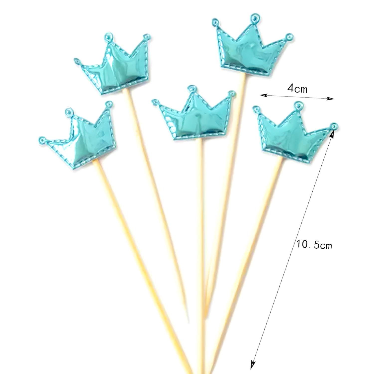 SET OF 5 BLUE CROWN TOPPERS