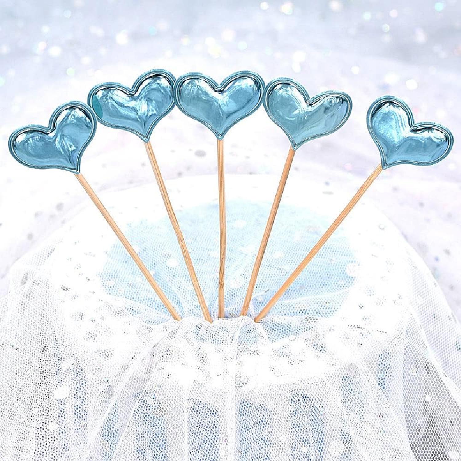 SET OF 5 BLUE HEART TOPPERS