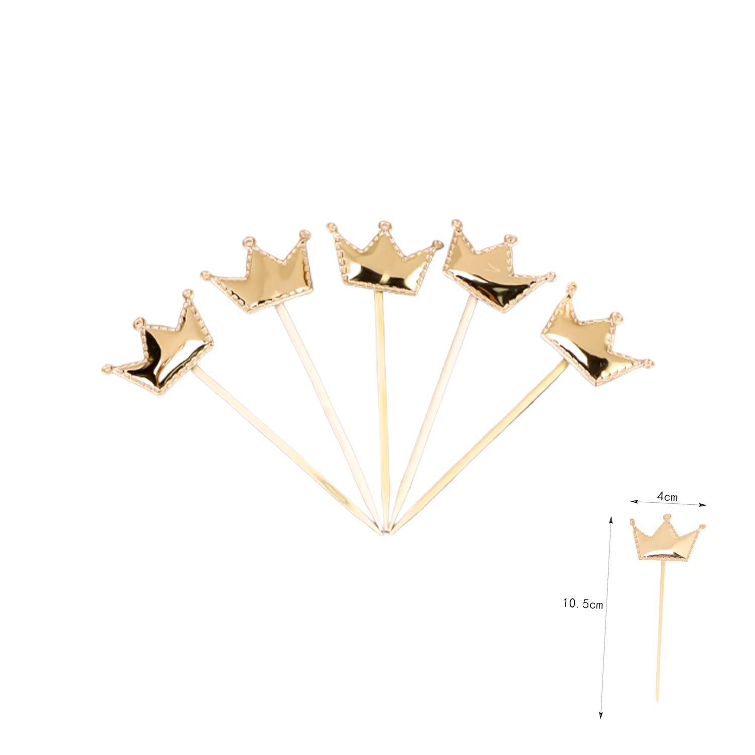 SET OF 5 GOLD CROWN TOPPERS