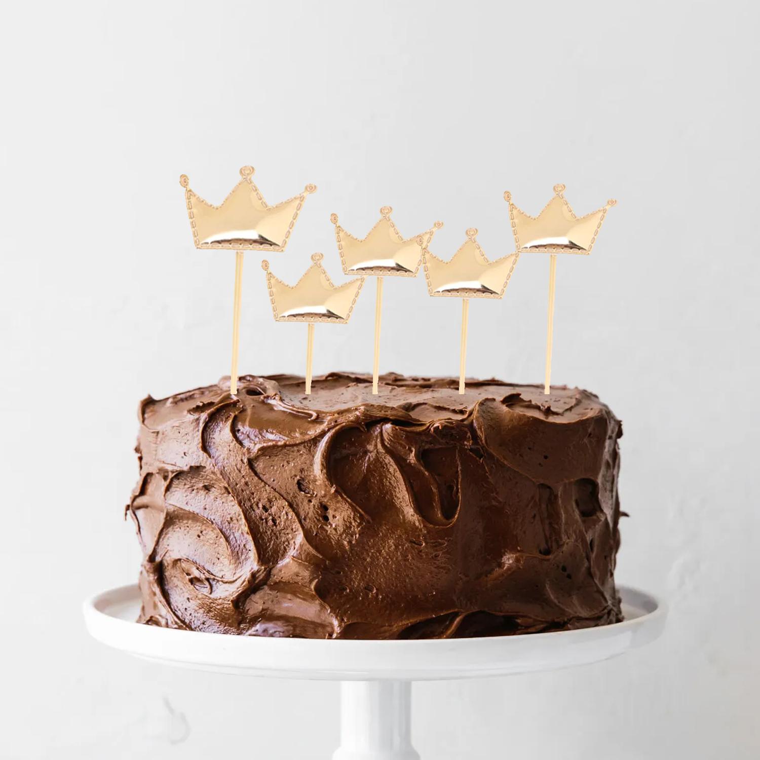 SET OF 5 GOLD CROWN TOPPERS
