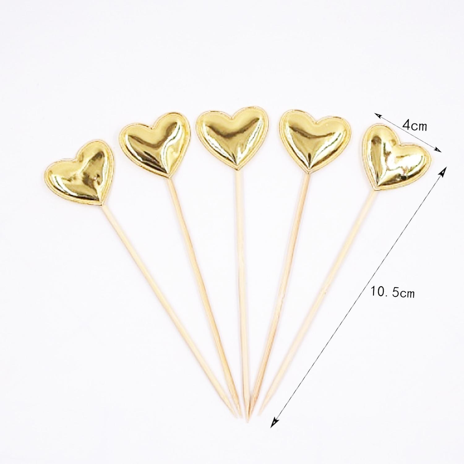SET OF 5 GOLD HEART TOPPERS