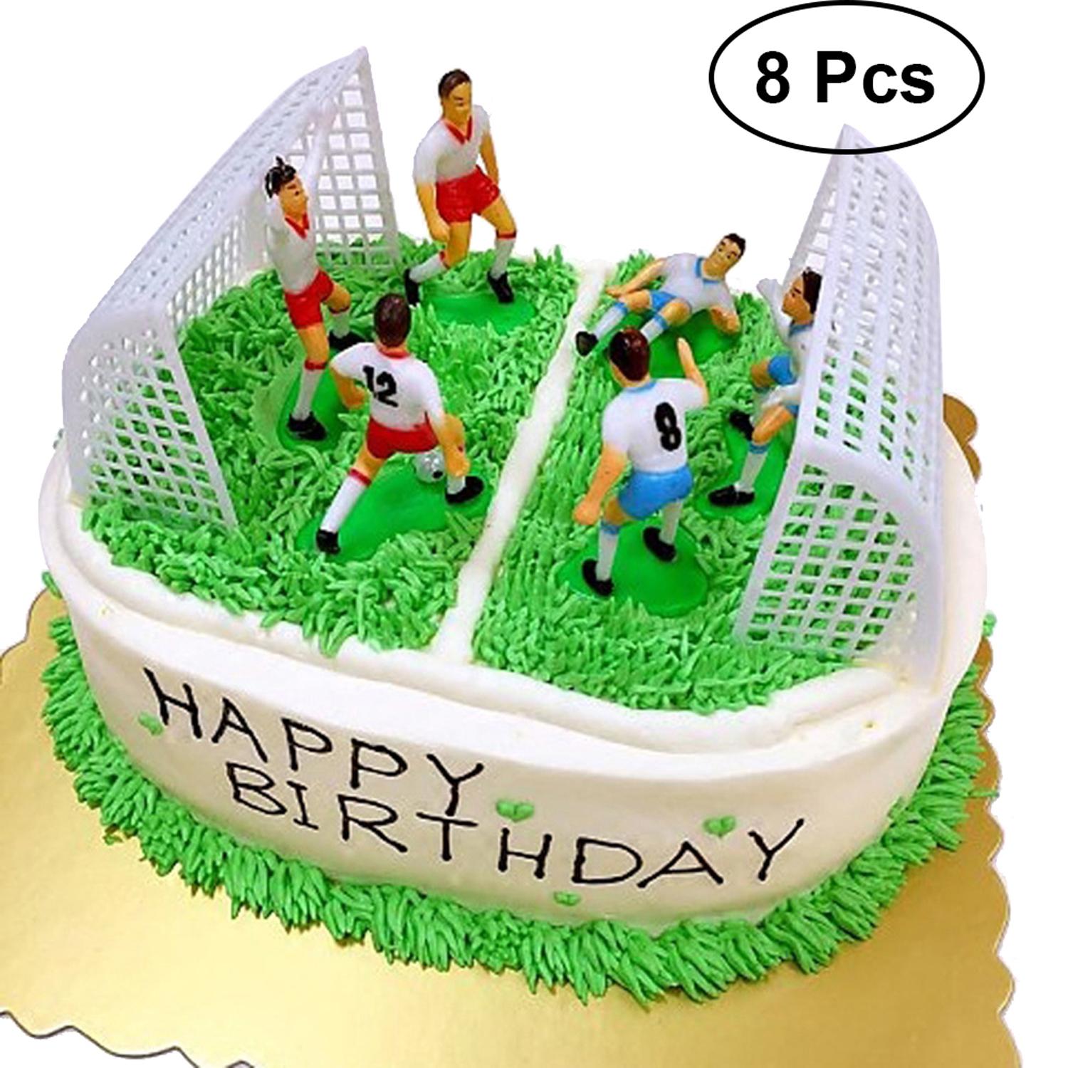 SET OF 8 FOOTBALL SOCCER TOPPERS FOR CAKE AND CUPCAKES