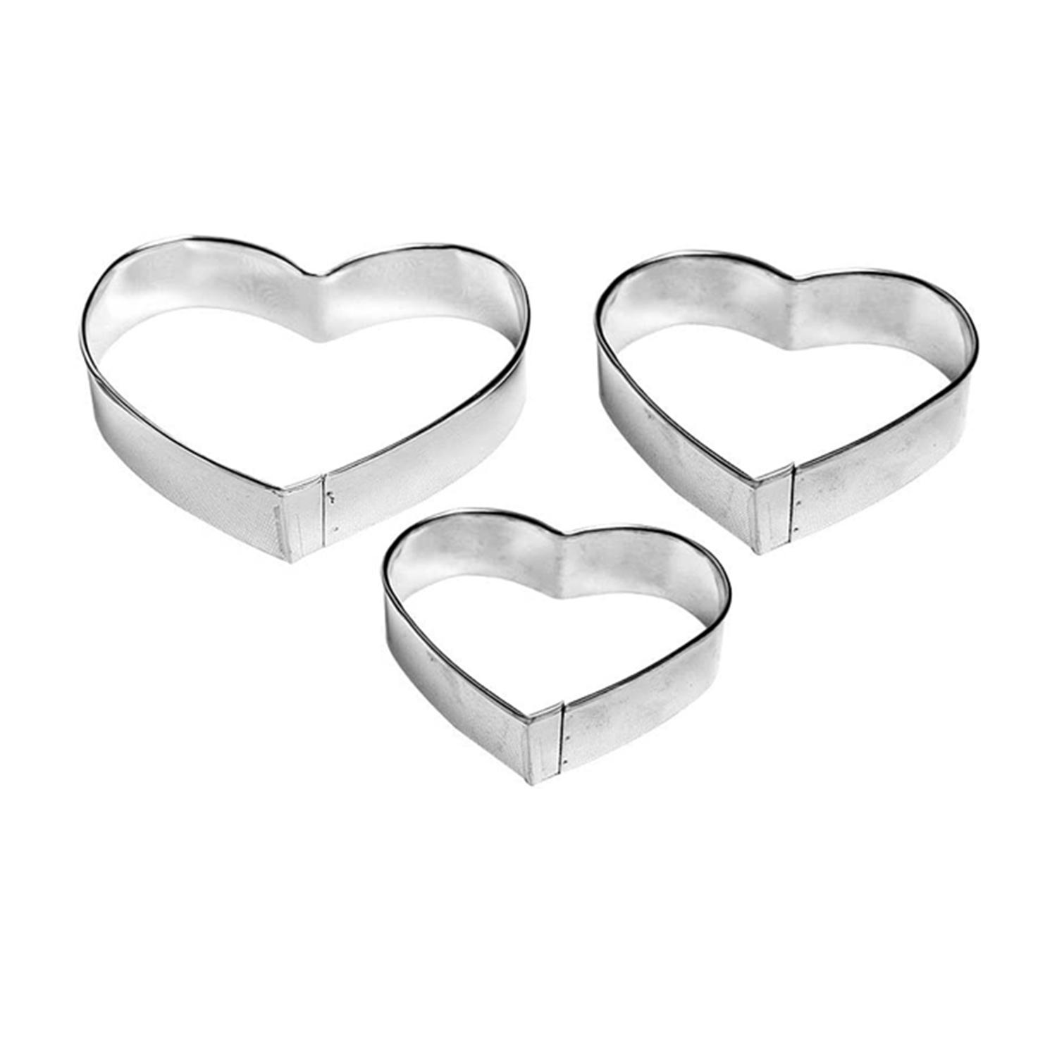 SET OF 3 METALLIC HEART SHAPE CUTTER SET