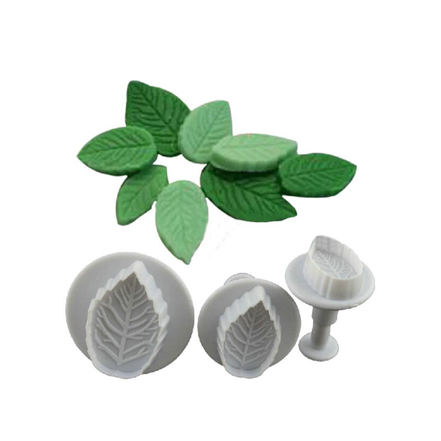 SET OF 3 ROSE LEAF PLUNGER CUTTER