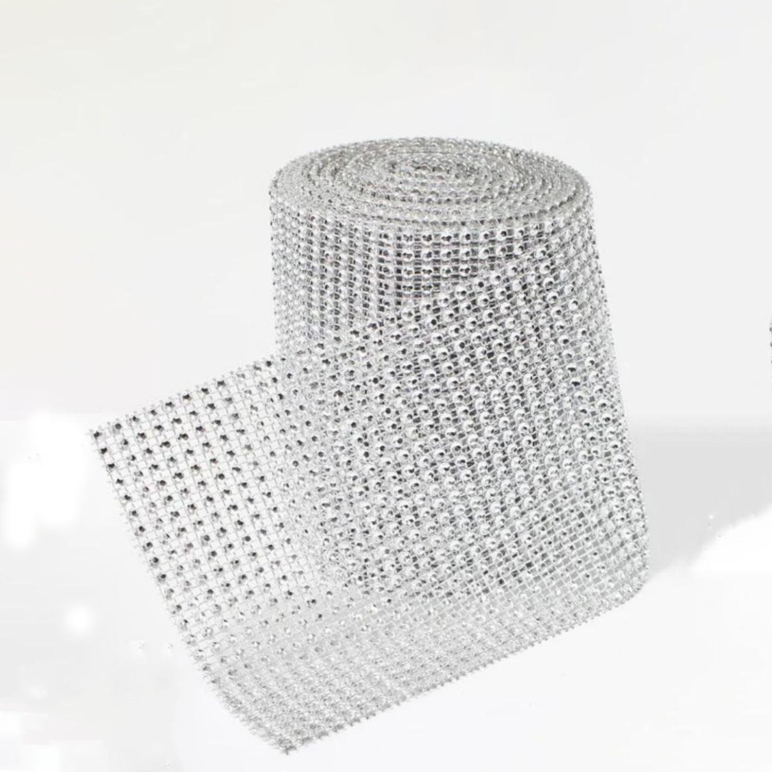 SILVER FLOWER RHINESTONE RIBBON ROLL