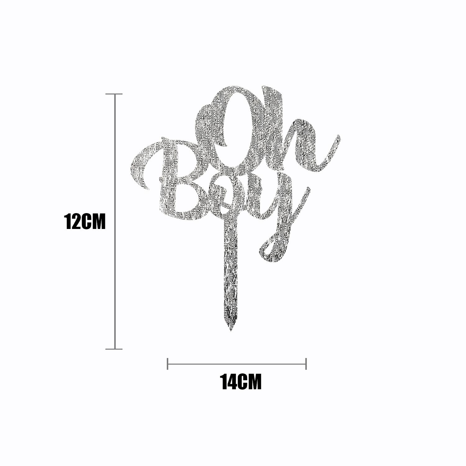 SILVER GLITTER BABY SHOWER TOPPER OH BOY