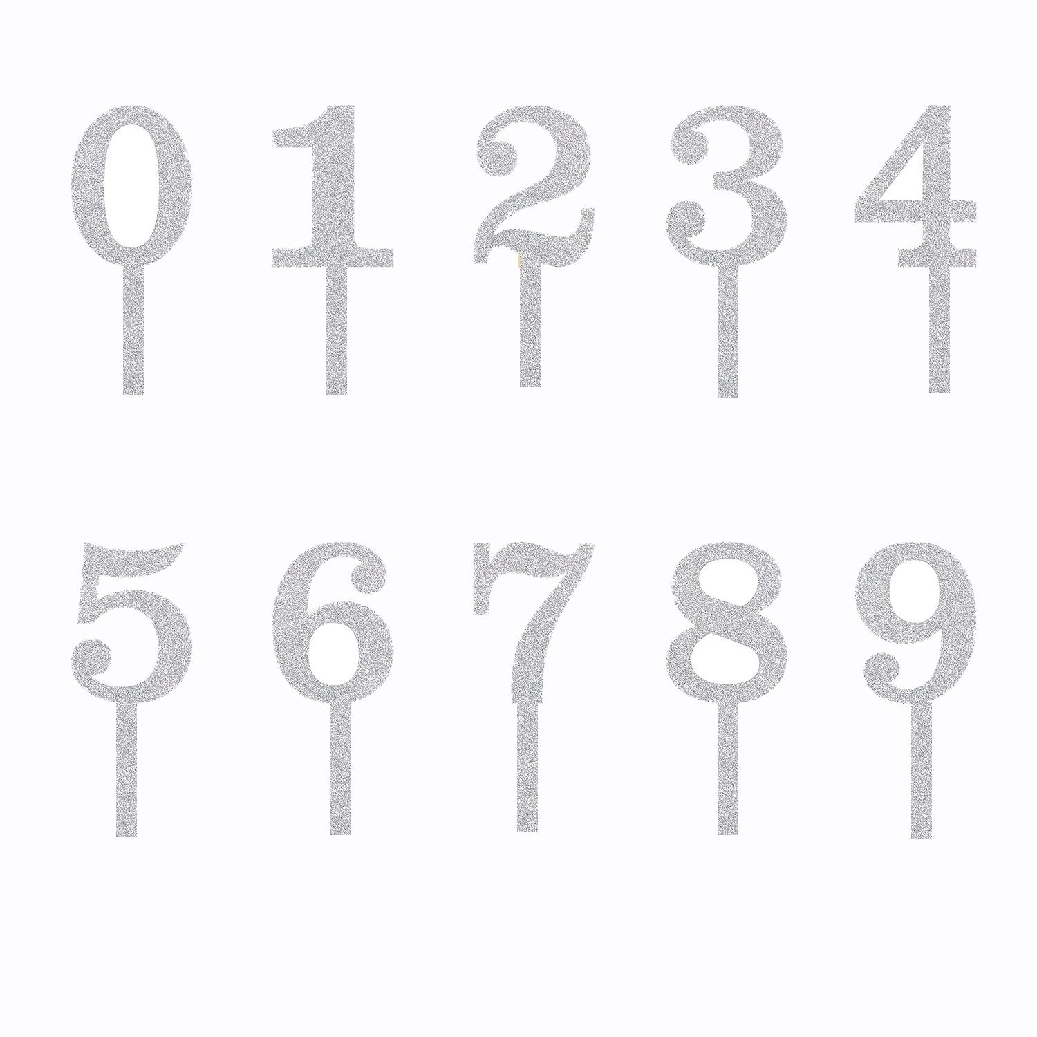 SILVER GLITTER MINI NUMBER TOPPER 0-9