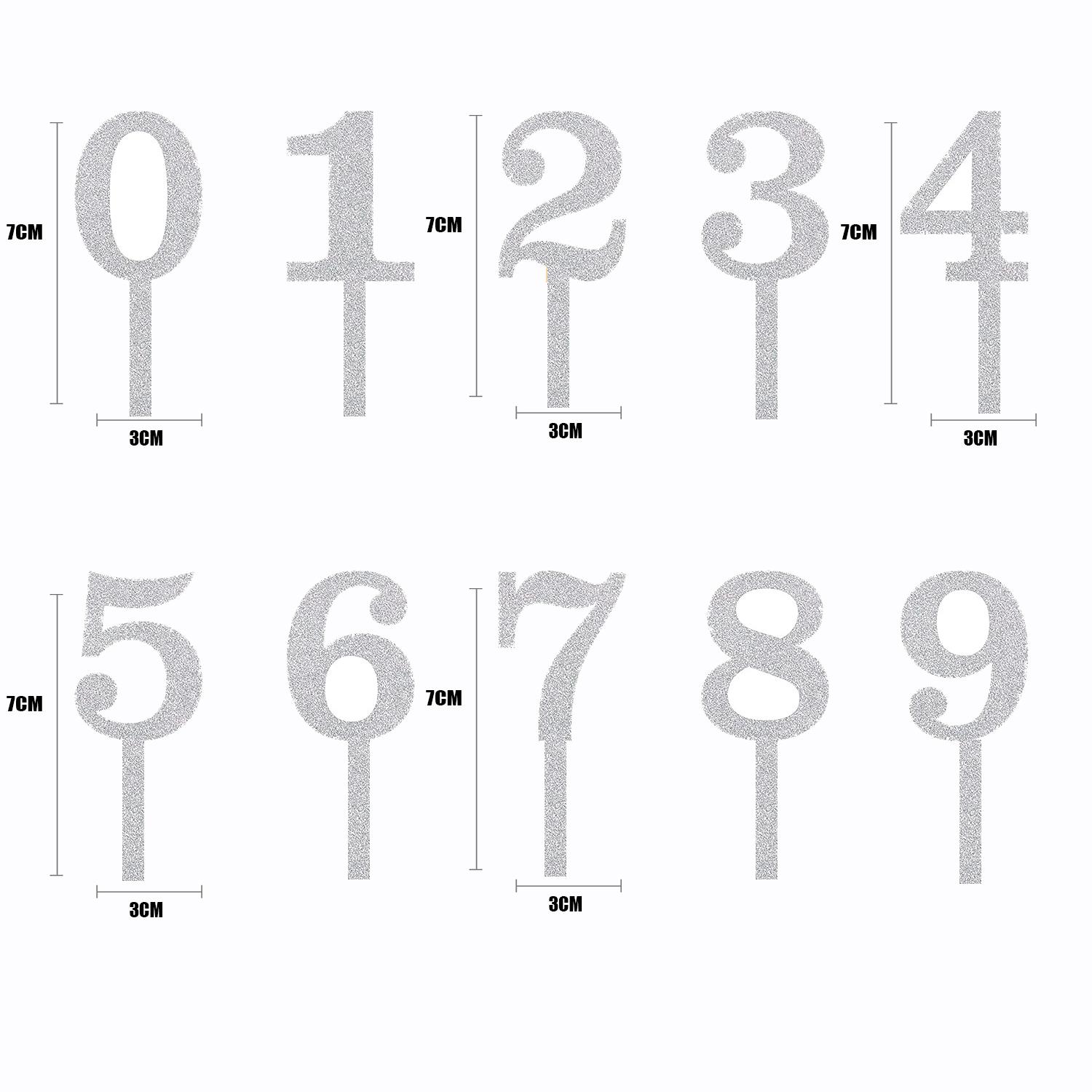 SILVER GLITTER MINI NUMBER TOPPER 0-9
