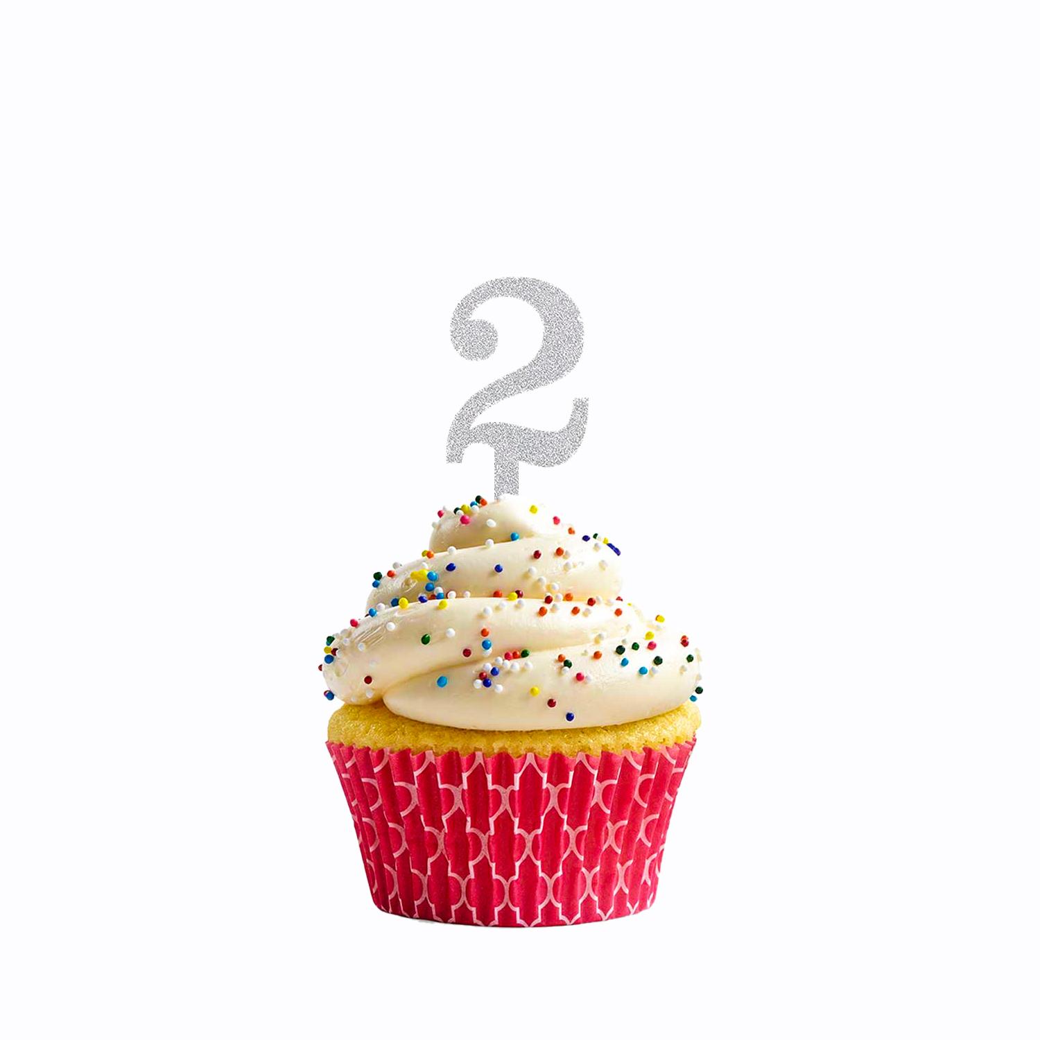 SILVER GLITTER MINI NUMBER TOPPER 0-9