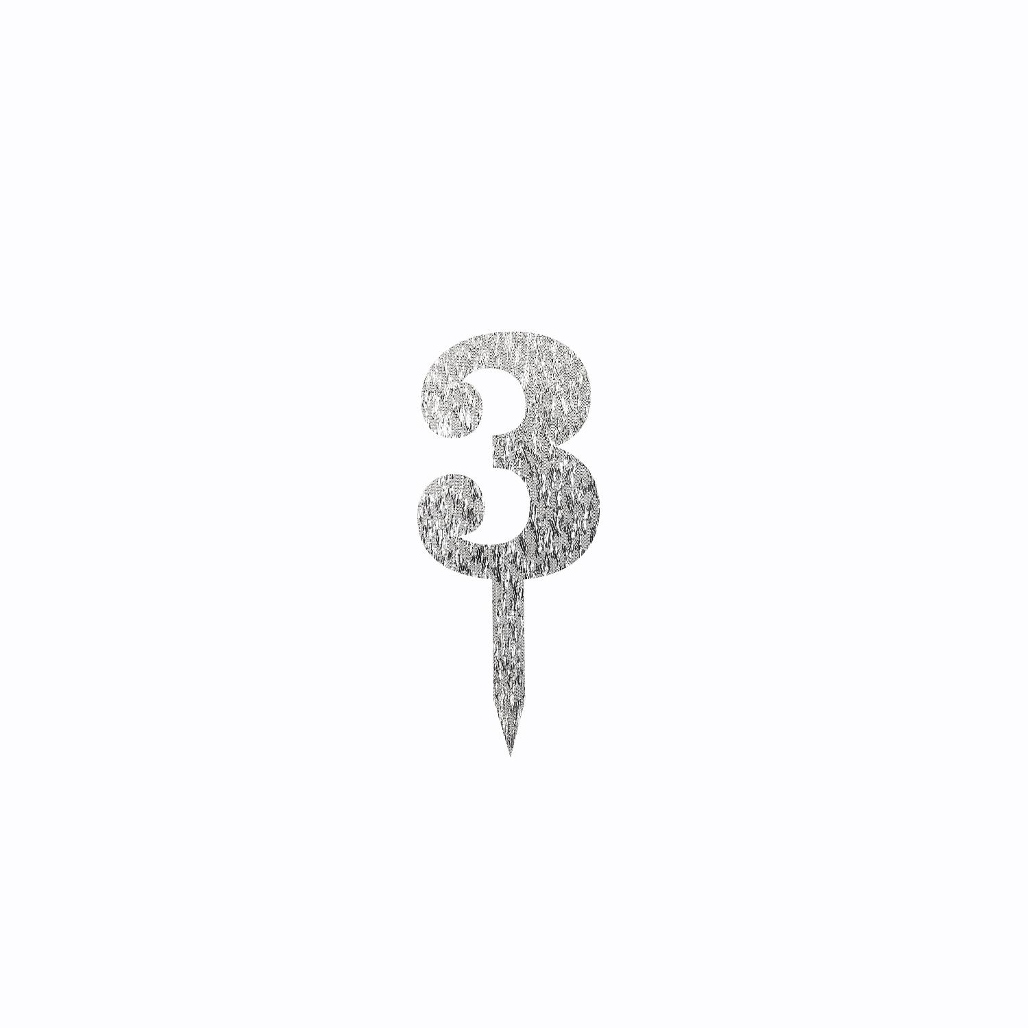 SILVER GLITTER MINI NUMBER TOPPER 3